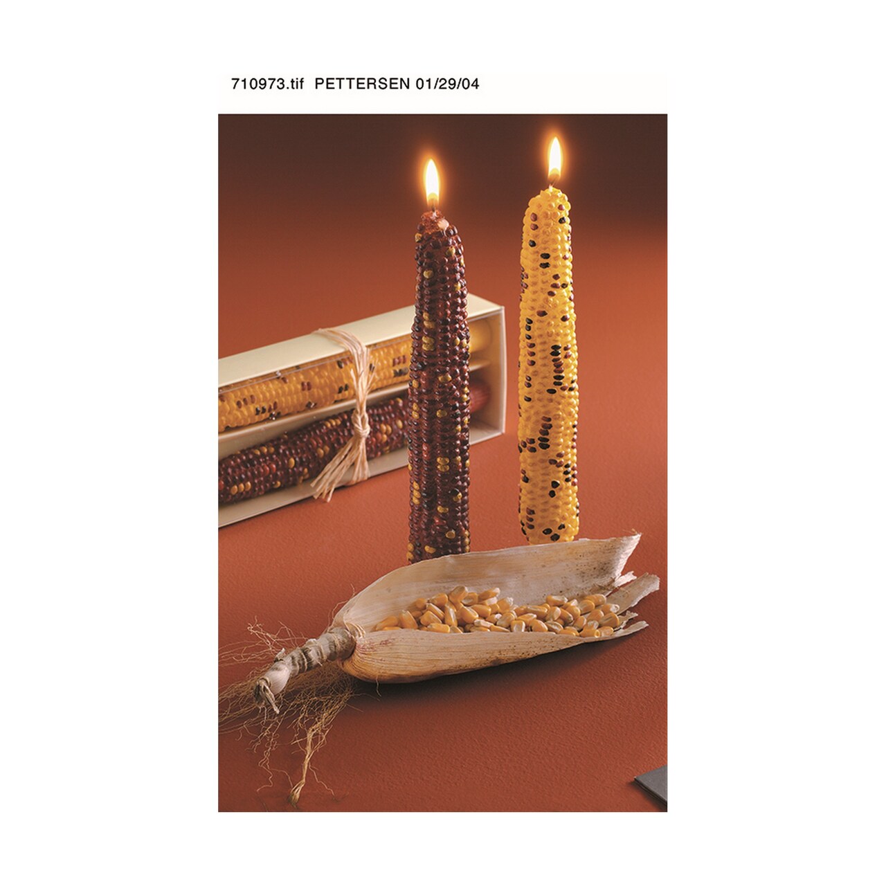 Set of 2 Harvest Corn Taper Candles - Fall Decor, 8.8" H, Wax, Multi-Color, Perfect for Autumn Celebrations